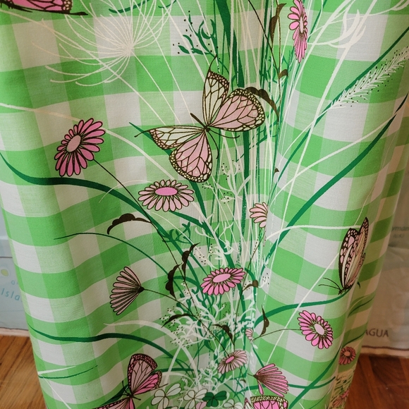 Vintage 1970s Miss Shaheen Green  Long Maxi Skirt with Butterfly Print Size 8 - Picture 3 of 16